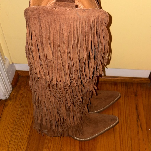 DINGO WOMEN'S WILD CHILD SUEDE FRINGE TALL BOOTS NWOB Size 6.5 - Picture 3 of 9